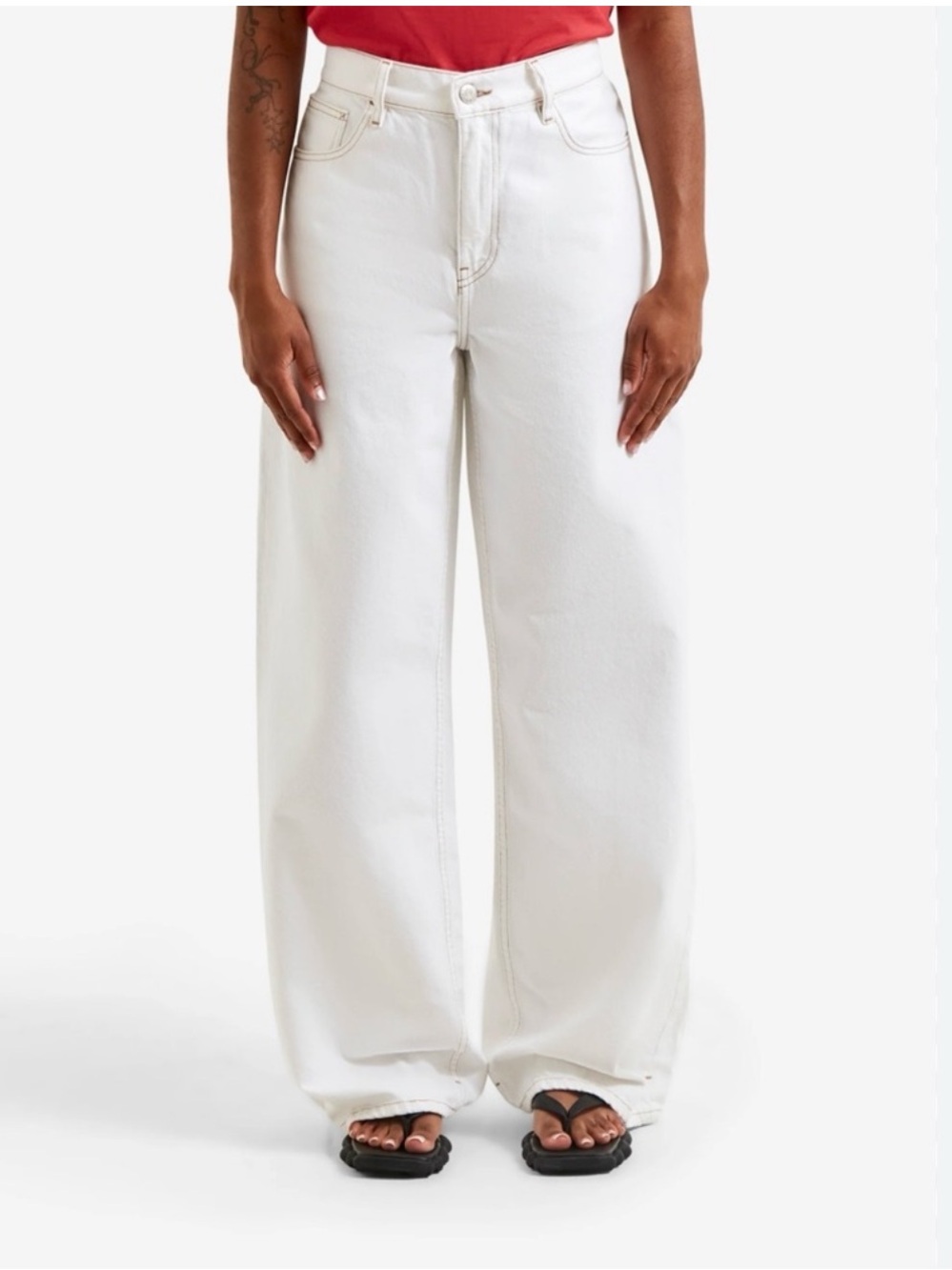 Dala Sz 30/ US 10-12 Sling in White Optic Wide Leg Mid Rise Loose Fit Jeans